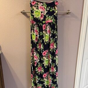 Floral Maxi strapless Dress